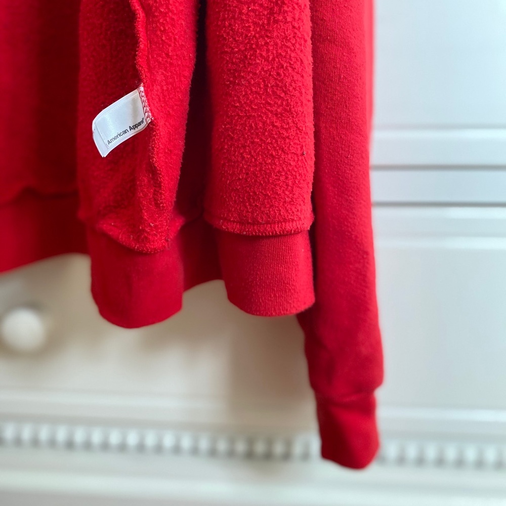 American Apparel Bright Red Zip Up Hoodie Size: L